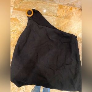 Sezane One Shoulder Linen top black size 34
